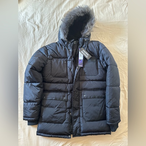 SONNETI LONDON Black Puffer Jacket with Faux Fur Hood